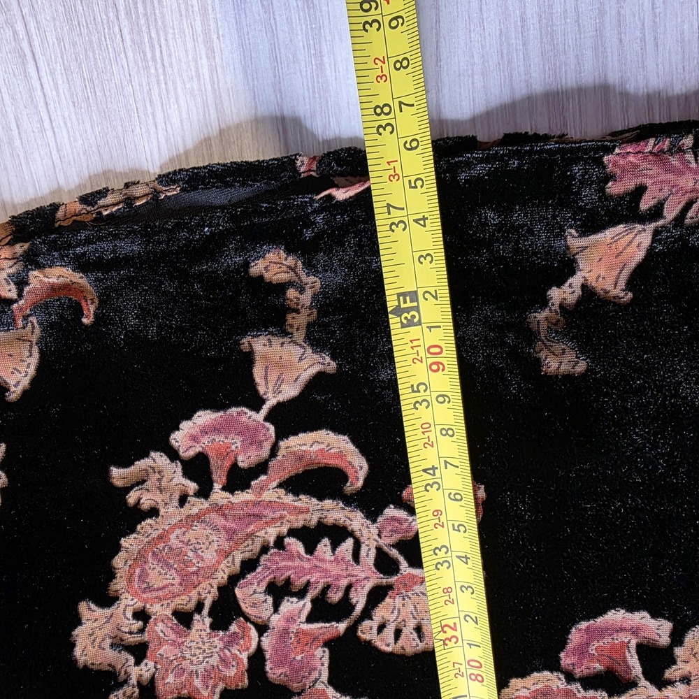 Downeast Dress L Black Paisley Floral Holly Velvet Burnout Ruffle Neckline NWT - Picture 7 of 8